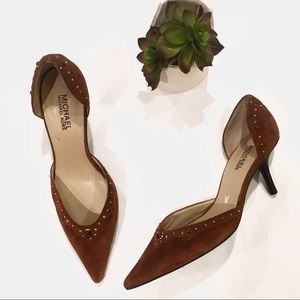 NWOT MICHAEL KORS suede embellished kitten heels